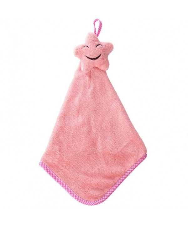 Lovely pink small squares kitchen bathroom stars hanging wipes coral fleece brush towel 