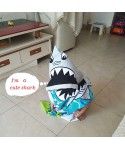 Microfiber Kids Hooded Poncho Beach Bath Towel Shark Printed Children's Hoodie Towel 