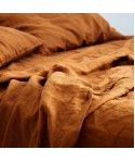 original stone washed flax ochre color100% pure french linen nude bedding sets