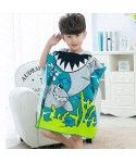 Microfiber Kids Hooded Poncho Beach Bath Towel Shark Printed Children's Hoodie Towel 