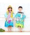 Microfiber Kids Hooded Poncho Beach Bath Towel Shark Printed Children's Hoodie Towel 