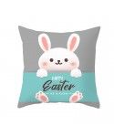 Easter peach leather cushion cover lake blue rabbit egg print cushion cover Amazon pop home