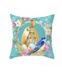 Easter peach leather cushion cover lake blue rabbit egg print cushion cover Amazon pop home