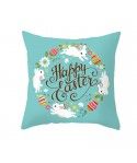 Easter peach leather cushion cover lake blue rabbit egg print cushion cover Amazon pop home