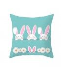 Easter peach leather cushion cover lake blue rabbit egg print cushion cover Amazon pop home