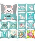 Easter peach leather cushion cover lake blue rabbit egg print cushion cover Amazon pop home