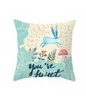 Easter peach leather cushion cover lake blue rabbit egg print cushion cover Amazon pop home