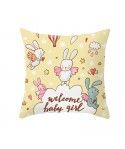 Easter peach leather cushion cover lake blue rabbit egg print cushion cover Amazon pop home