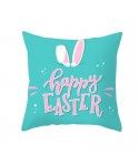 Easter peach leather cushion cover lake blue rabbit egg print cushion cover Amazon pop home