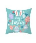 Easter peach leather cushion cover lake blue rabbit egg print cushion cover Amazon pop home