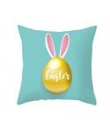 Easter peach leather cushion cover lake blue rabbit egg print cushion cover Amazon pop home