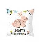 Easter peach leather cushion cover lake blue rabbit egg print cushion cover Amazon pop home