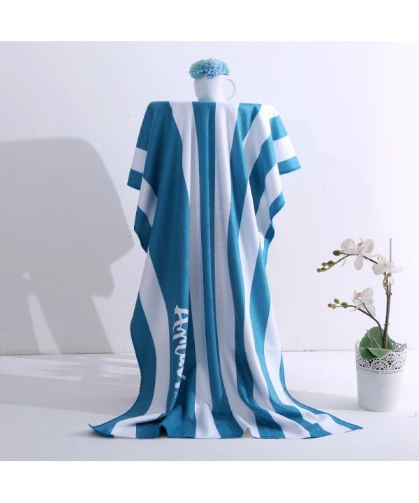 Nordic style blue color bar printing beach towel export high quality versatile bath towel large bath towel 90 * 180