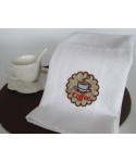 Kitchen towel with white waffle embroidered cloth napkin