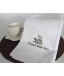 Kitchen towel with white waffle embroidered cloth napkin