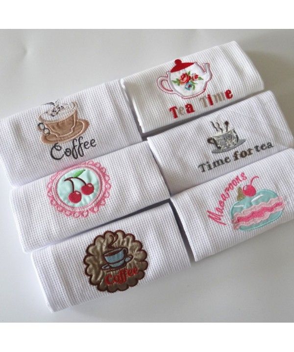 Kitchen towel with white waffle embroidered cloth napkin