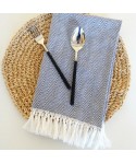 Wavy yarn dyed artificial tassel woven cloth art napkin dining mat food background cloth