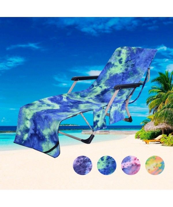 Cross border special tie dye microfiber beach towel reclining chair cover beach chair towel bath towel burst single layer 600g