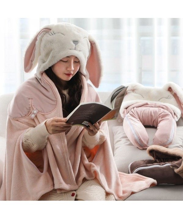 Aikexin blanket multi-functional shawl U-shaped pillow blanket three in one office nap leg cover travel neck pillow