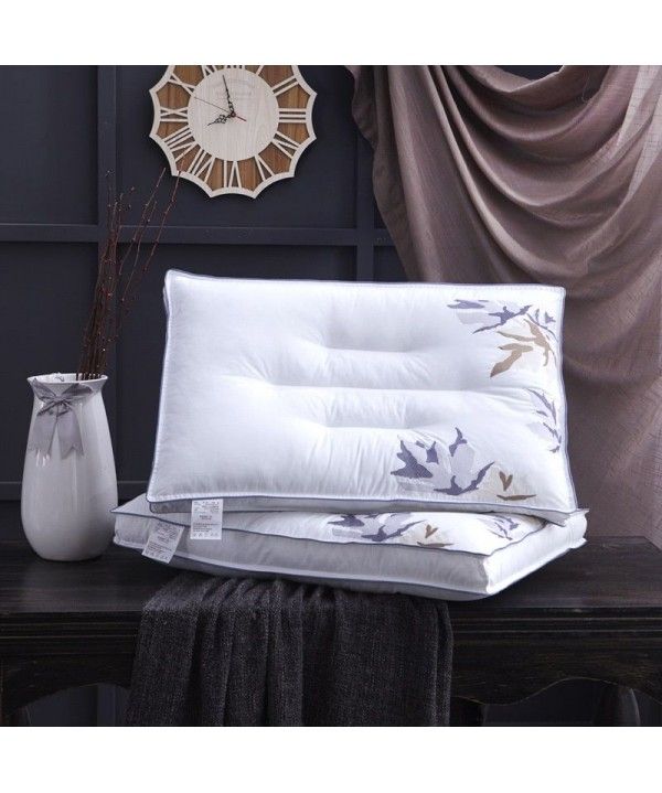 Pure cotton three-dimensional design feather velvet pillow core classical Chinese style embroidery neck protection pillow core of Hotel