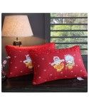 All cotton wedding happy pillow big red solid feather velvet pillow core pure cotton feather silk pillow single gift pillow core