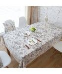 Factory direct selling white peony cotton linen table cloth tablecloth 