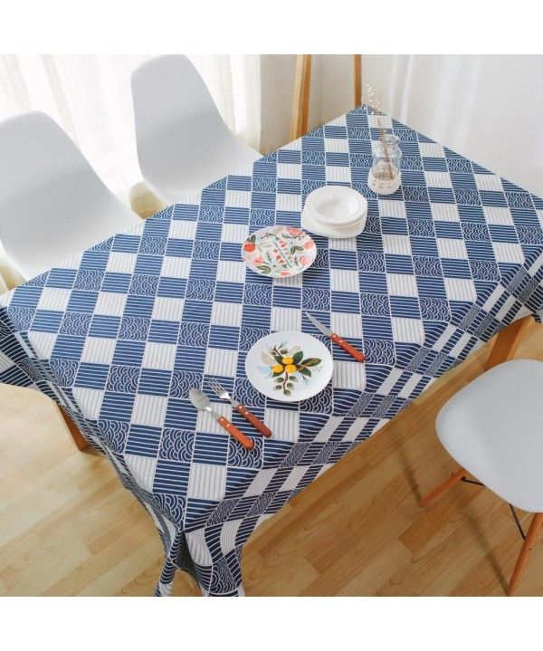 Blue and white porcelain national wind cotton linen table cloth Chinese style cloth table cloth tea table cover cloth computer table cloth background cloth 