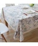 Factory direct selling white peony cotton linen table cloth tablecloth 