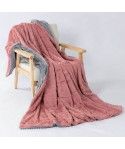 Cross border express double layer thickened imitation rabbit hair flannel striped small wool blanket 