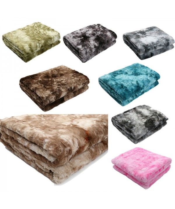 Cross border tie dye double layer thickened super soft flannel PV Plush blanket coral nap gift blanket 