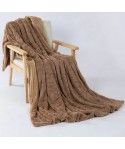 Cross border express double layer thickened imitation rabbit hair flannel striped small wool blanket 