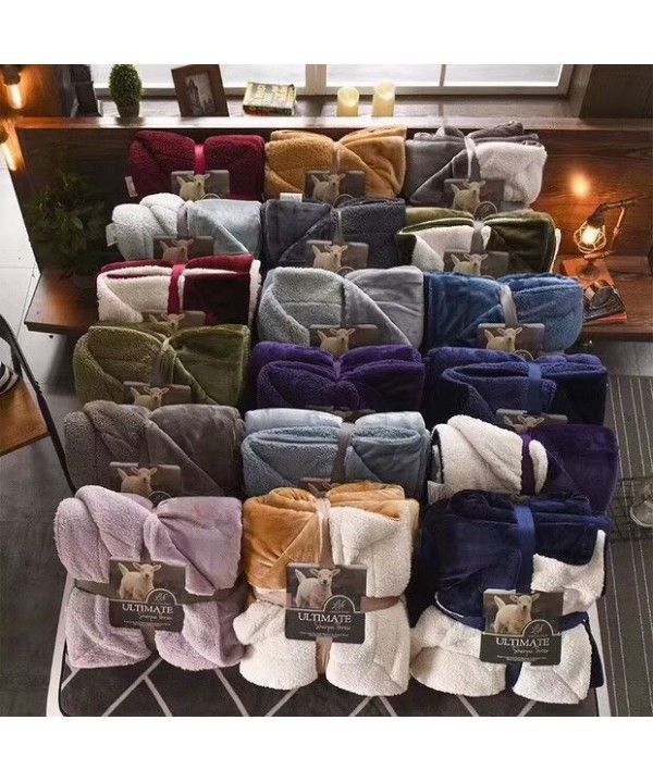 Foreign trade original single thickened blanket autumn and winter double layer lamb flannel nap blanket automobile Blanket Gift blanket wholesale 