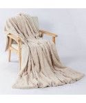 Cross border express double layer thickened imitation rabbit hair flannel striped small wool blanket 