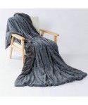 Cross border express double layer thickened imitation rabbit hair flannel striped small wool blanket 