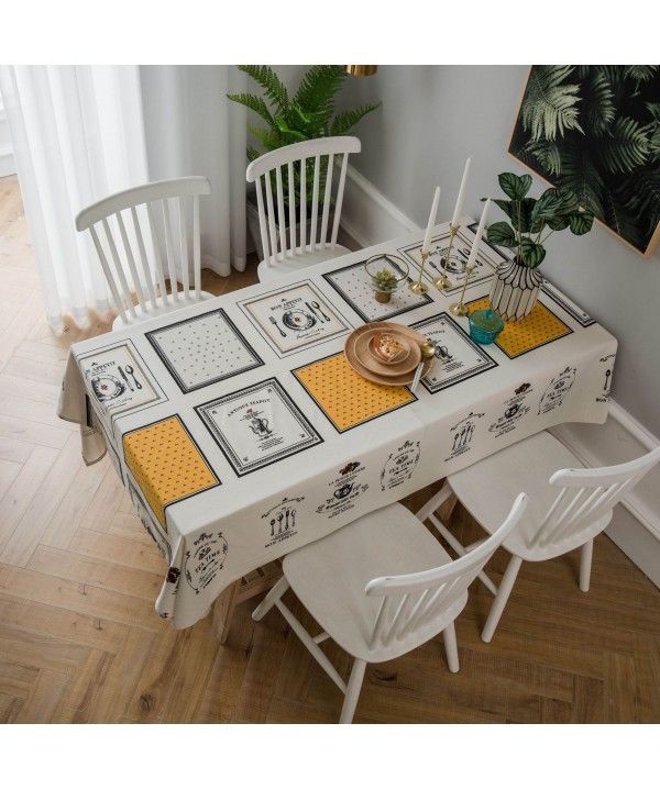 Ins cotton and linen cloth table cloth North Europe small fresh living room tea table table cloth rectangular household one hair substitute 