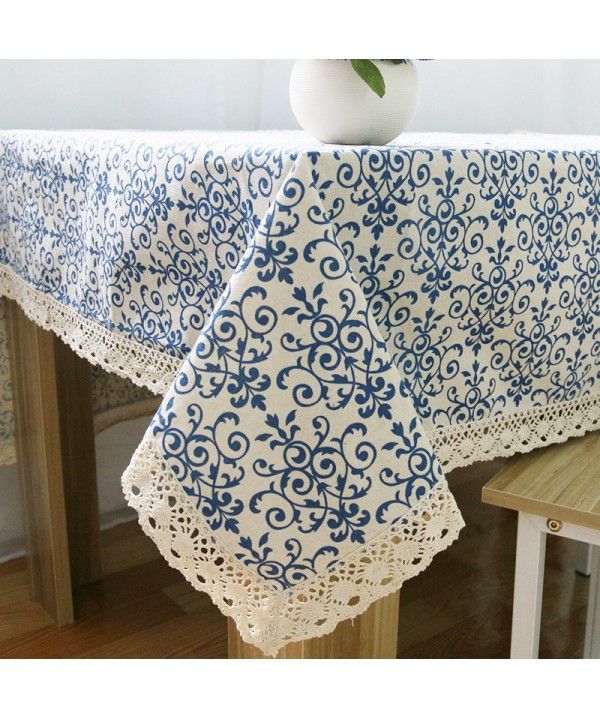 Antique blue and white porcelain Chinese classical Cotton Linen Tablecloth small wholesale factory direct selling cloth art