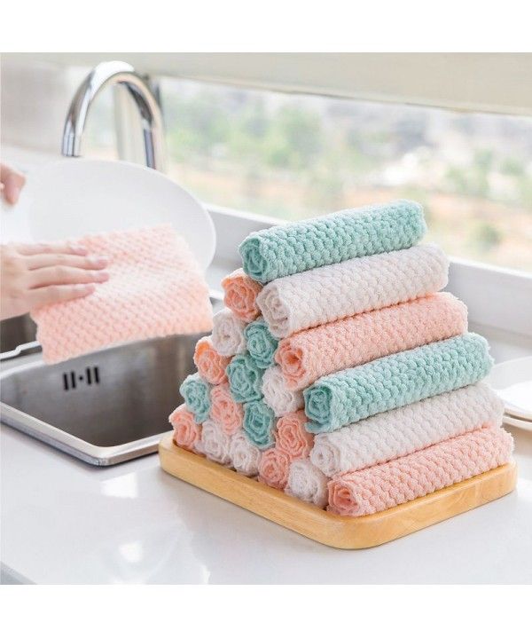 Kitchen dishcloth dishcloth dishcloth non stick oil pineapple pattern dishcloth double side absorbent thickened 100 clean cloth factory direct sales