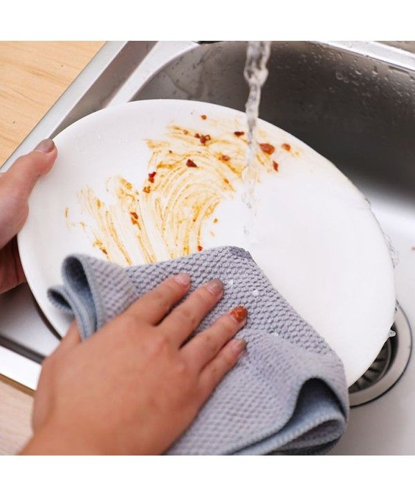 Plain color thickened absorbent dishcloth microfiber dishcloth bilateral kitchen cleaning household dishcloth wholesale