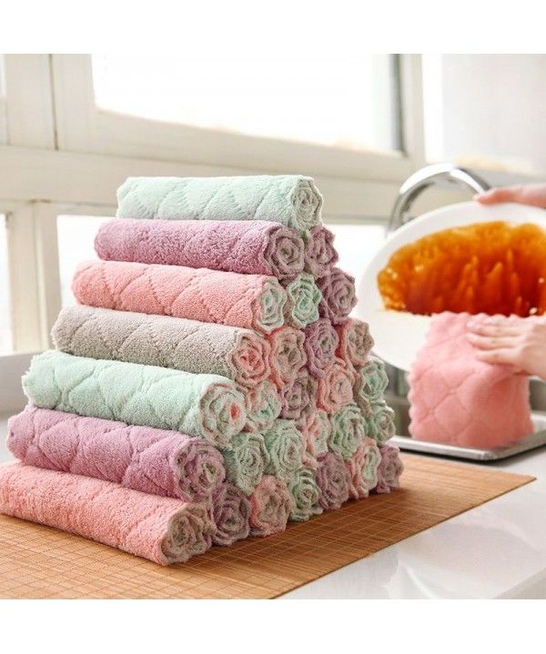 Special diamond absorbent dishcloth dishtowel wipe household kitchen oil-free dishcloth double layer thickened cleaning towel