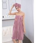 Coral velvet embroidered Bath skirt and bra cap soft manufacturers sell absorbent suits, which are comfortable and soft, and not easy to lose hair