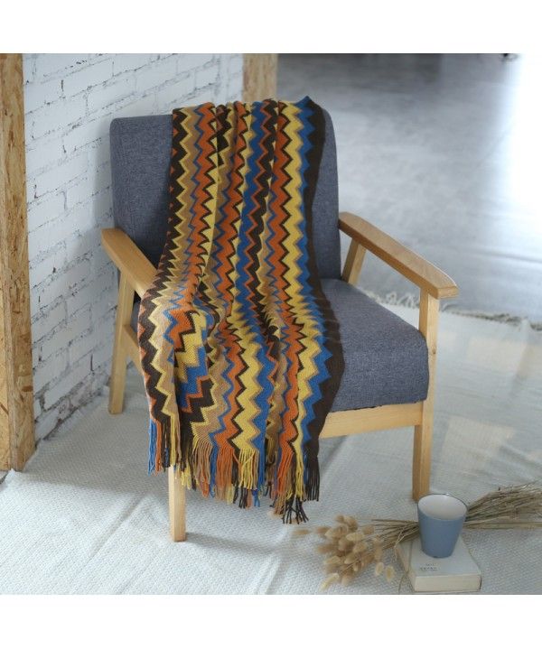 Bohemian Indian knitting blanket decorative blanket national style sofa with blanket model house decoration collocation