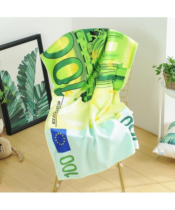 Beach sun protection and sand prevention US dollar euro beach towel quick water absorption and dust prevention beach shawl bathrobe 70 × 140