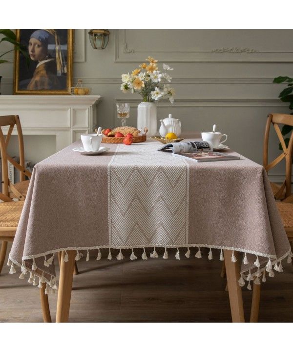 Japanese Imitation cotton and linen wave Jacquard Tablecloth