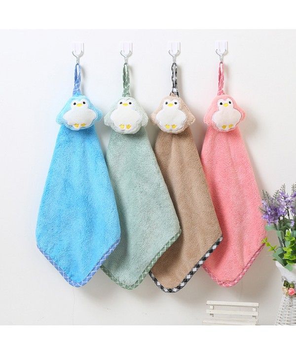 Kitchen and toilet hanging coral velvet Cartoon Penguin towel cute animal absorbent towel wholesale