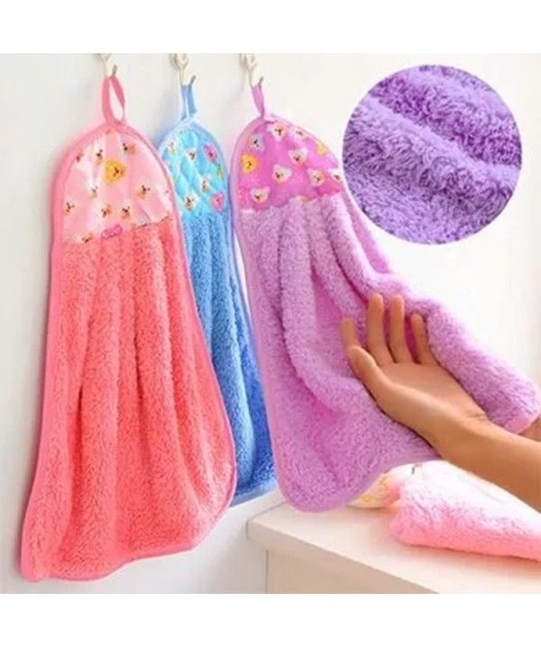 Kitchen and toilet microfiber hanging type absorbent towel promotion gift coral velvet towel manufacturer