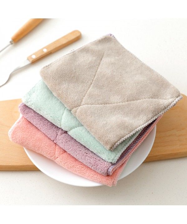 Thickened coral fleece double-sided absorbent rag without hair falling off clean cloth kitchen cleaning dishwashing cloth Yiwu department store