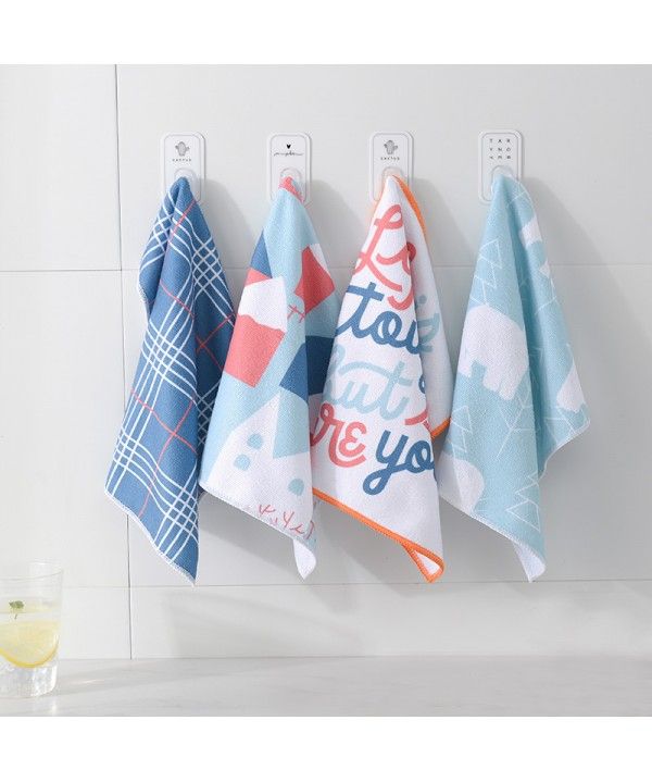 4 pack creative printing Nordic style oil-free water absorbent dishwashing cloth kitchen multi-functional dishwashing towel