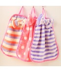 Korean lovely hanging bow dot stripe towel absorbent kitchen soft coral velvet hand towel