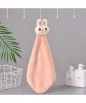 Household kitchen hanging cute rabbit towel coral velvet creative toilet water absorbent children towel