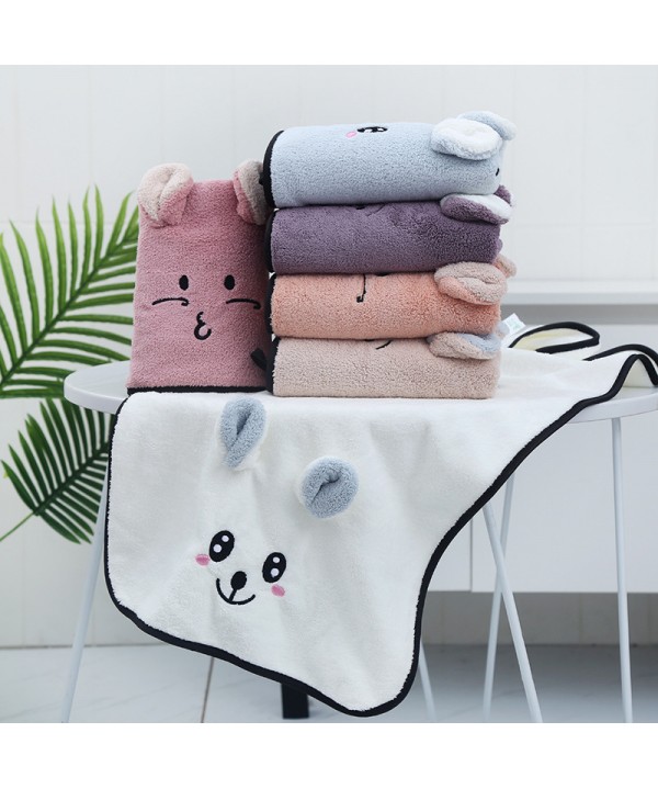 High density coral velvet washcloth creative cute rabbit ear absorbent towel lovers towel logo customization